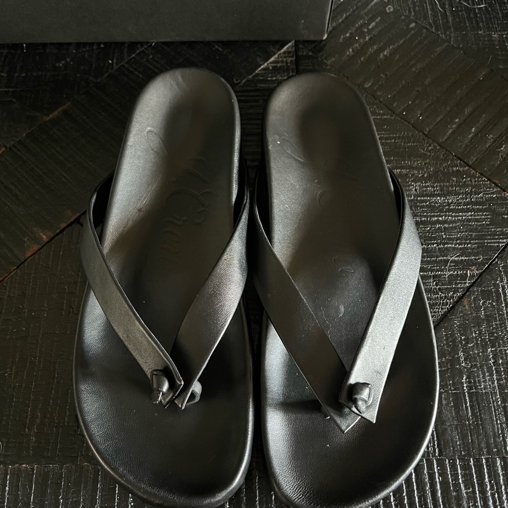 J. Crew Women’s Black Leather Thong Sandals SIZE 8.5